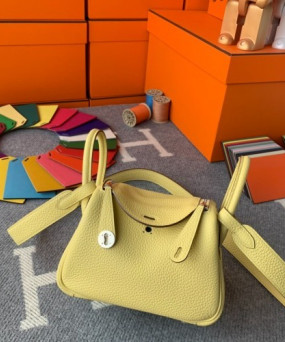 에르메스 미니 린디백 라임 화이트 은장 끌레망스 가죽